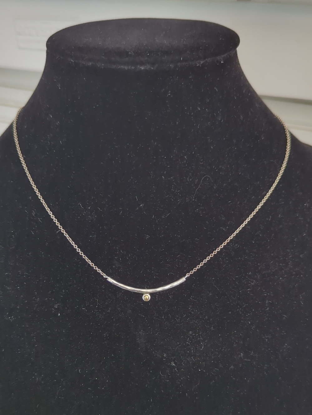 Retired Silpada Sterling Underlined Bar Necklace With Brass Accent